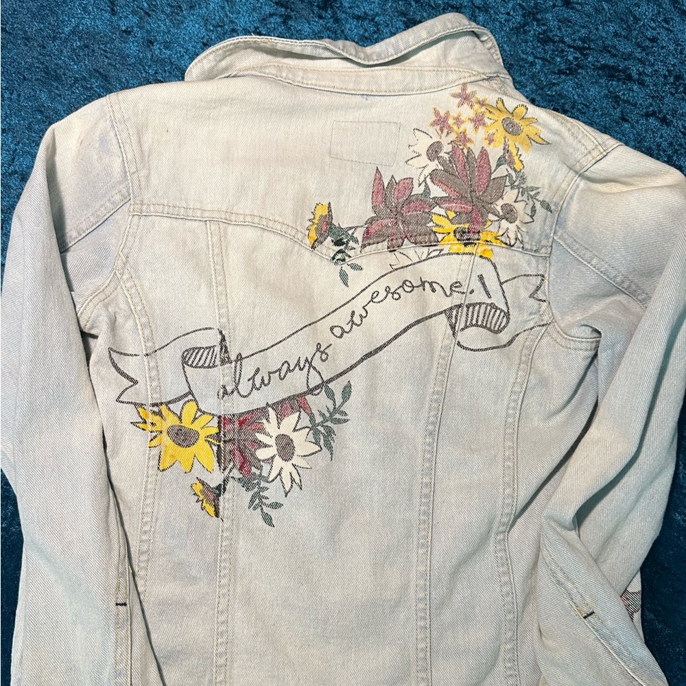 Jessica Simpson Jean Jacket with Floral Details, Teen